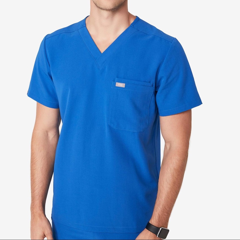 Men’s XS figs Leon scrub top, royal blue